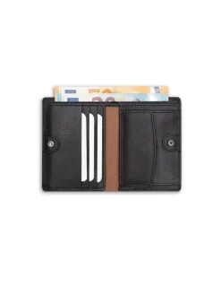 MONPIEL Billetera con Broche Dentro y Monedero Raya Lateral*Hombre Carteras Hombre Piel