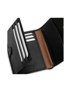 MONPIEL Billetera con Broche Dentro y Monedero Raya Lateral*Hombre Carteras Hombre Piel