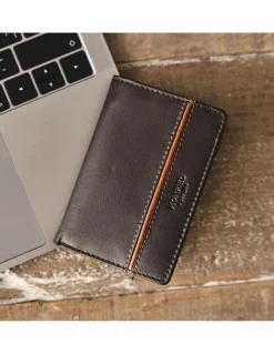 MONPIEL Billetera Pequena con Monedero Raya Lateral*Hombre Carteras Hombre Piel