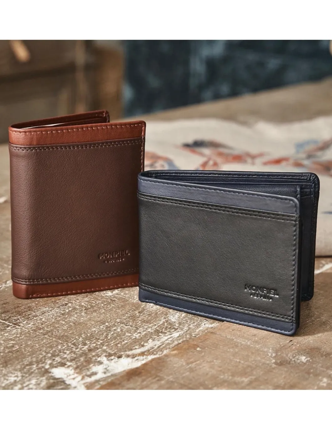 MONPIEL Billetero Basico de piel Lago*Hombre Carteras Hombre Piel