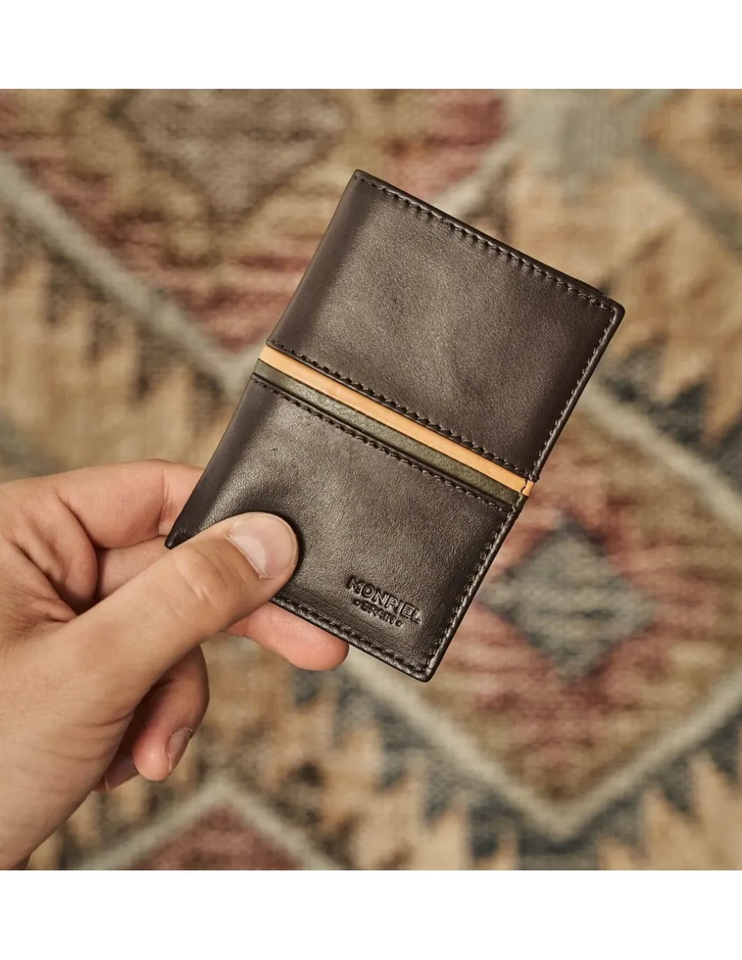 MONPIEL Billetero Simple Rayas a Color*Hombre Carteras Hombre Piel
