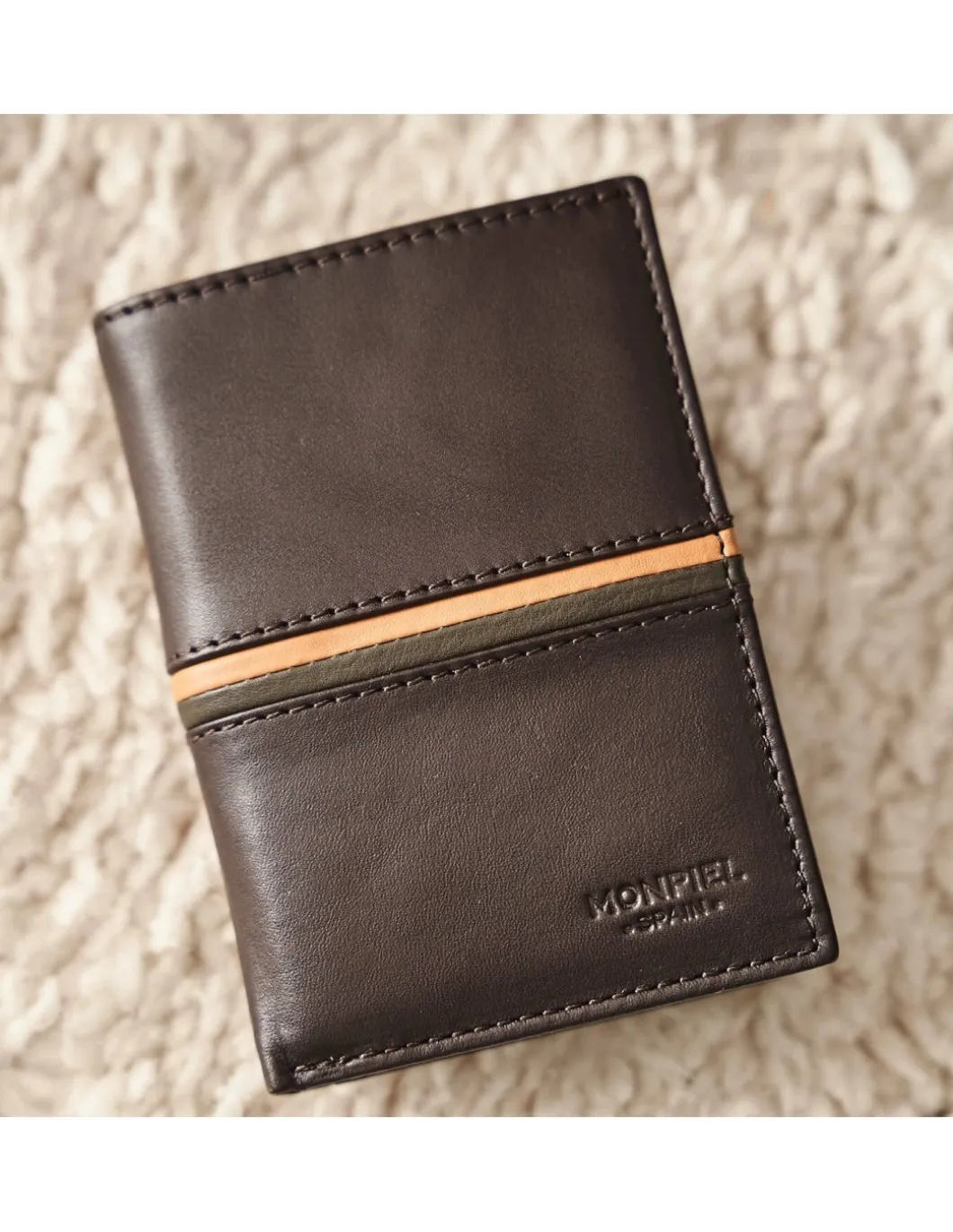 MONPIEL Billetero Simple Rayas a Color*Hombre Carteras Hombre Piel