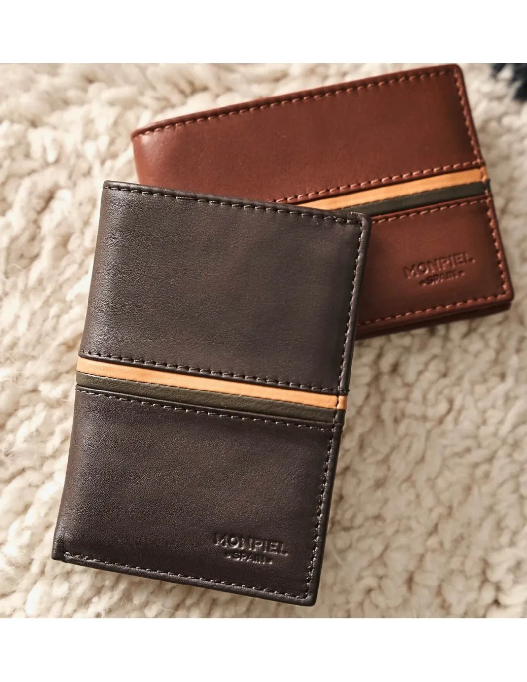MONPIEL Billetero Simple Rayas a Color*Hombre Carteras Hombre Piel