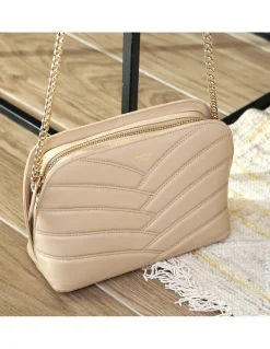 MONPIEL Bolso Acolchado de Piel con Cadena Oro*Mujer Bolsos De Piel Medianos|Bolsos Piel Mujer