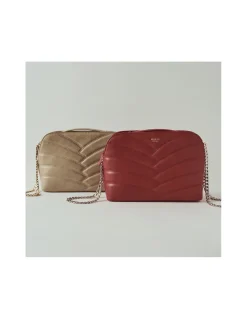 MONPIEL Bolso Acolchado de Piel con Cadena Oro*Mujer Bolsos De Piel Medianos|Bolsos Piel Mujer