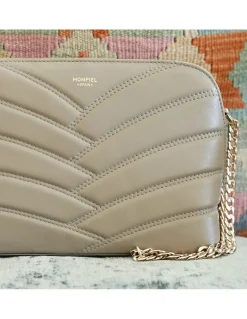 MONPIEL Bolso Acolchado de Piel con Cadena Oro*Mujer Bolsos De Piel Medianos|Bolsos Piel Mujer