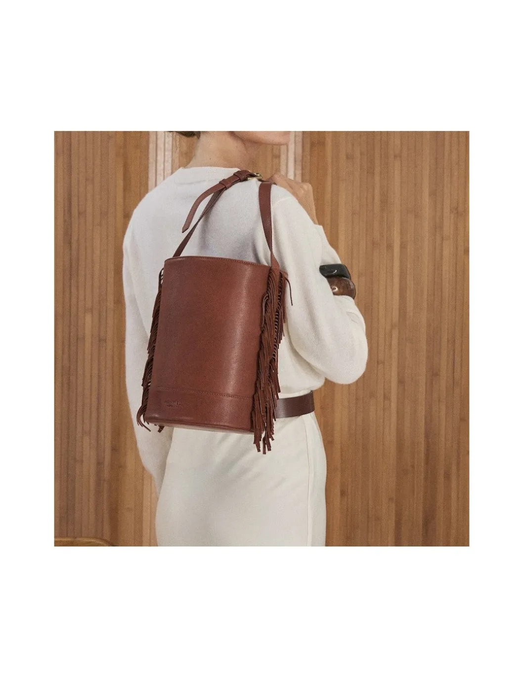MONPIEL Bolso de Cubo de piel con Flecos Grande Roma*Mujer Bolsos De Piel Grandes|Bolsos Piel Mujer