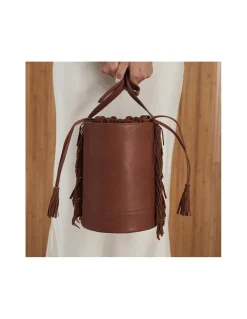MONPIEL Bolso de Cubo de piel con Flecos Grande Roma*Mujer Bolsos De Piel Grandes|Bolsos Piel Mujer