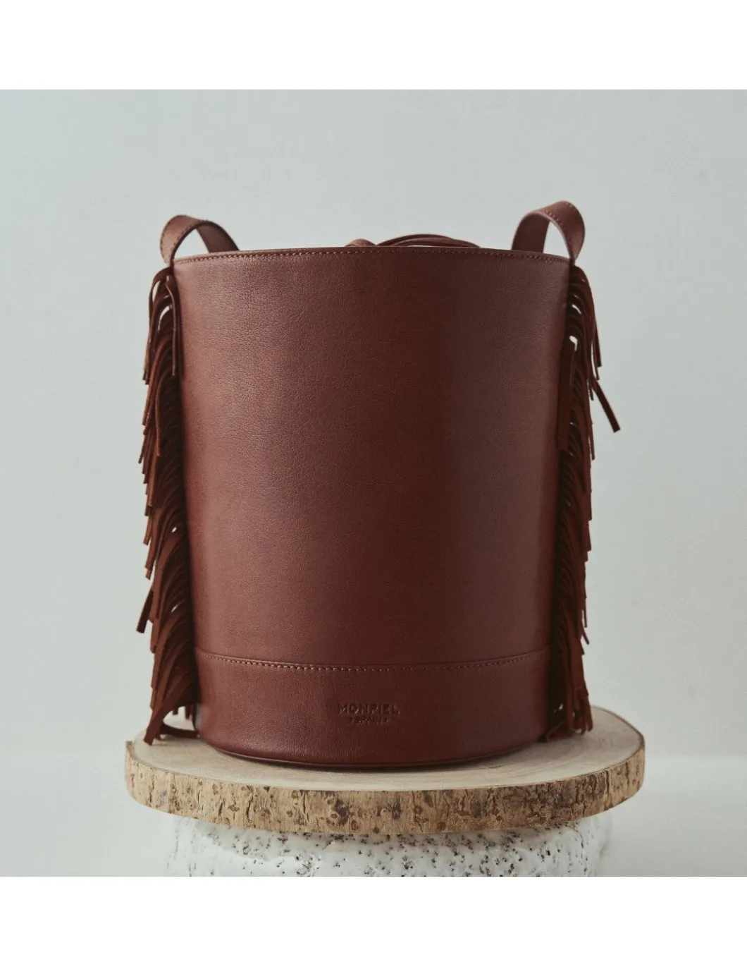 MONPIEL Bolso de Cubo de piel con Flecos Grande Roma*Mujer Bolsos De Piel Grandes|Bolsos Piel Mujer