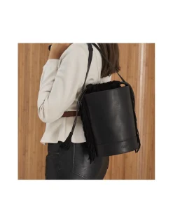 MONPIEL Bolso de Cubo de piel con Flecos Grande Roma*Mujer Bolsos De Piel Grandes|Bolsos Piel Mujer