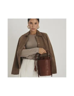 MONPIEL Bolso de Cubo de piel flecos Pequeno Roma*Mujer Bolsos De Piel Pequeños|Bolsos Piel Mujer