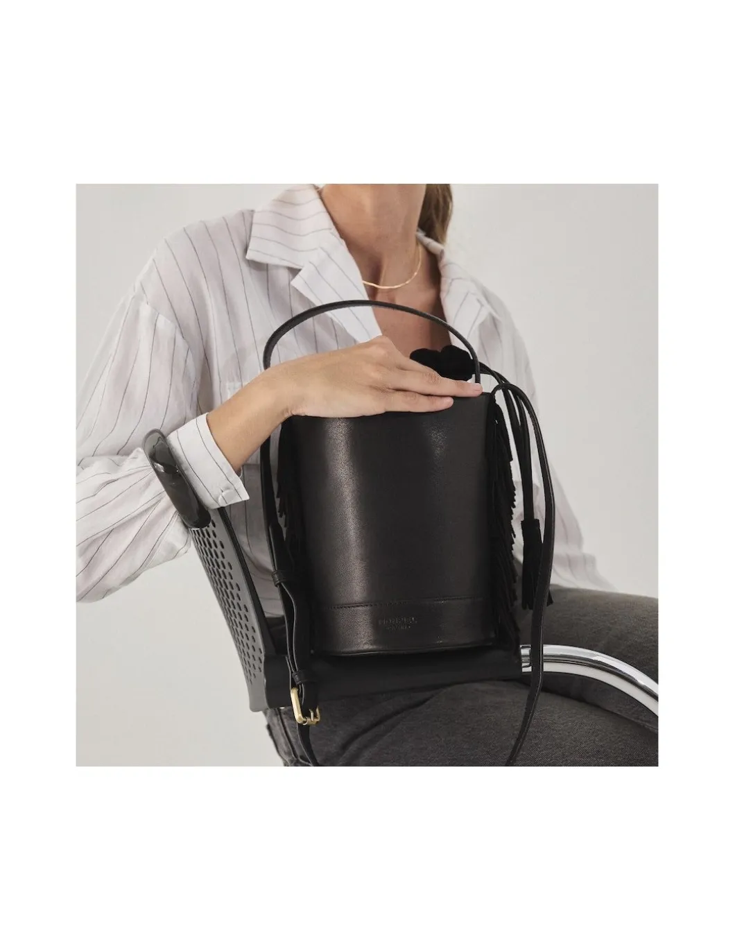 MONPIEL Bolso de Cubo de piel flecos Pequeno Roma*Mujer Bolsos De Piel Pequeños|Bolsos Piel Mujer