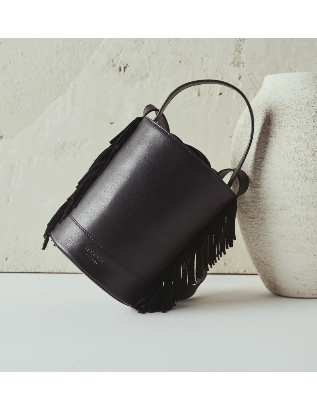 MONPIEL Bolso de Cubo de piel flecos Pequeno Roma*Mujer Bolsos De Piel Pequeños|Bolsos Piel Mujer