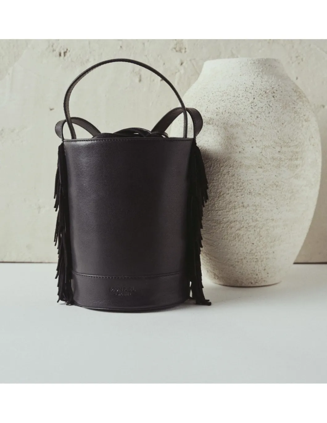 MONPIEL Bolso de Cubo de piel flecos Pequeno Roma*Mujer Bolsos De Piel Pequeños|Bolsos Piel Mujer