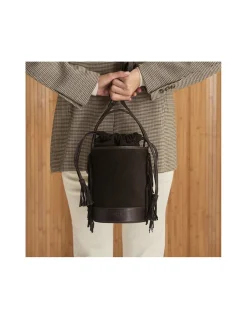 MONPIEL Bolso de Cubo de piel flecos Pequeno Roma*Mujer Bolsos De Piel Pequeños|Bolsos Piel Mujer