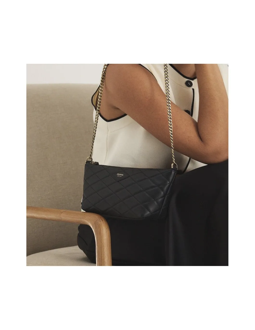 MONPIEL Bolso de piel mujer pequeno Acolchado New York*Mujer Bolsos De Piel Pequeños|Bolsos Piel Mujer
