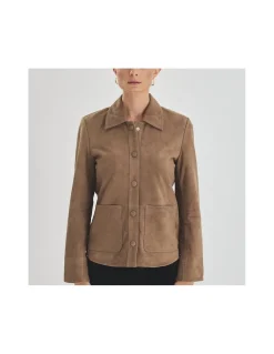 MONPIEL Chaqueta de Piel Mujer Botones Forrados*Mujer Chaquetas De Cuero Mujer