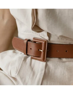 MONPIEL Cinturon ancho mujer de piel hebilla forrada*Mujer Cinturones Piel Mujer