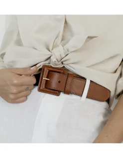 MONPIEL Cinturon ancho mujer de piel hebilla forrada*Mujer Cinturones Piel Mujer