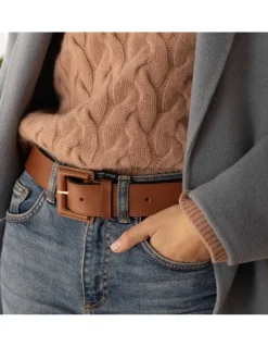 MONPIEL Cinturon ancho mujer de piel hebilla forrada*Mujer Cinturones Piel Mujer