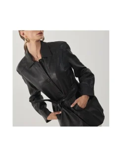 MONPIEL Trench de Cuero Negra*Mujer Chaquetas De Cuero Mujer