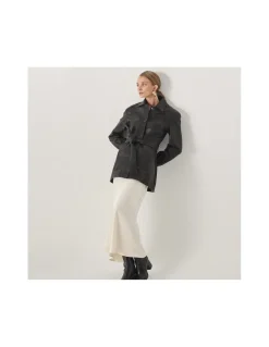 MONPIEL Trench de Cuero Negra*Mujer Chaquetas De Cuero Mujer