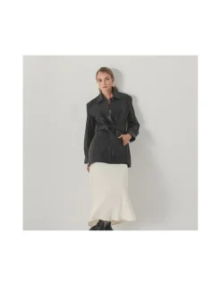 MONPIEL Trench de Cuero Negra*Mujer Chaquetas De Cuero Mujer