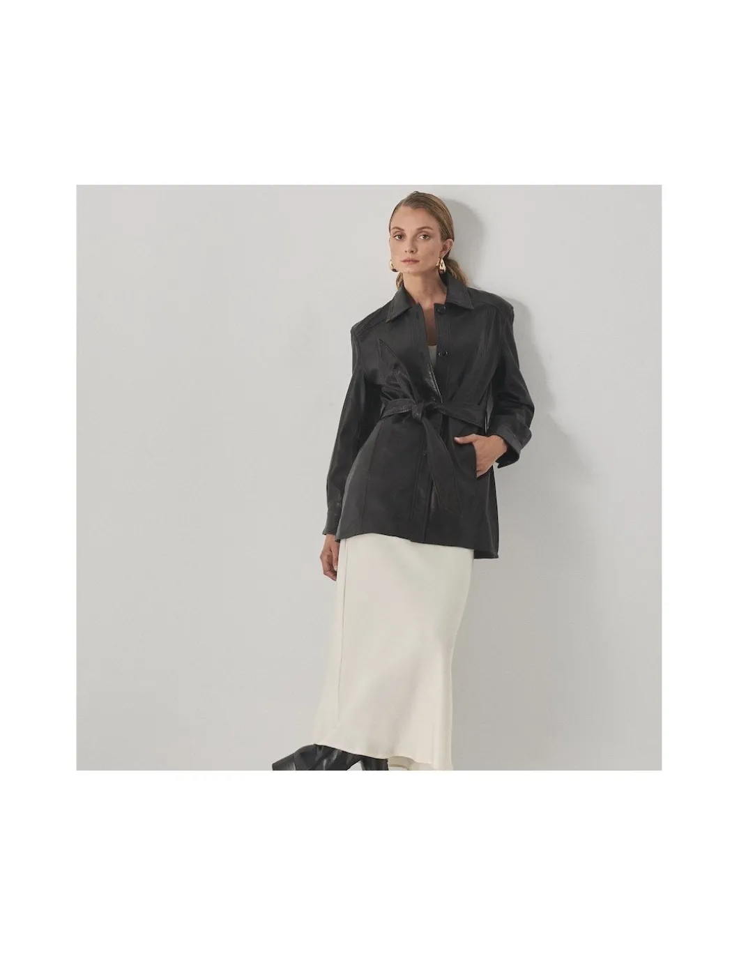 MONPIEL Trench de Cuero Negra*Mujer Chaquetas De Cuero Mujer