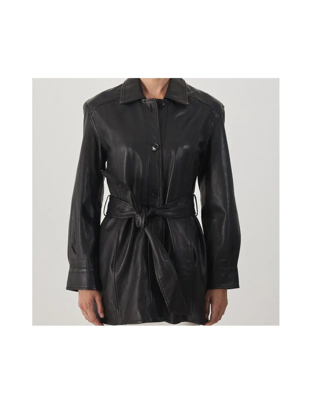 MONPIEL Trench de Cuero Negra*Mujer Chaquetas De Cuero Mujer